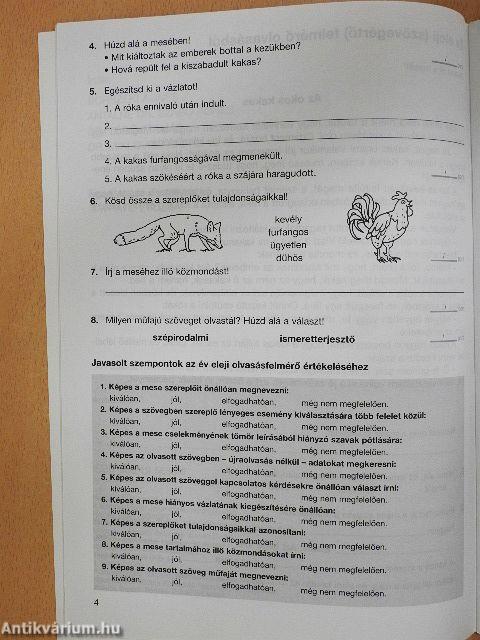 Felmérő feladatlapok - Magyar nyelv és irodalom/Matematika/Környezetismeret