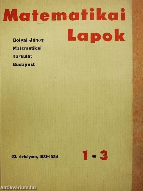 Matematikai Lapok 1981-1985/1-4.