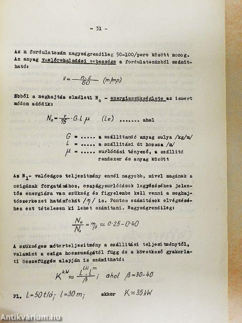 Emelőgépek és szállítóberendezések II.