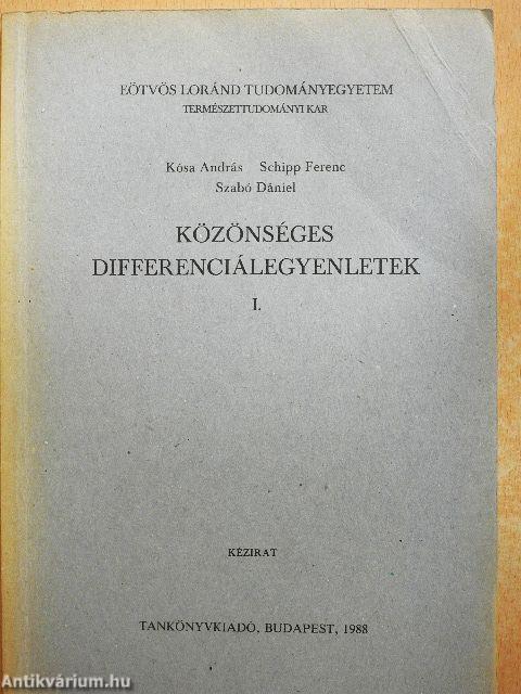 Közönséges differenciálegyenletek I.