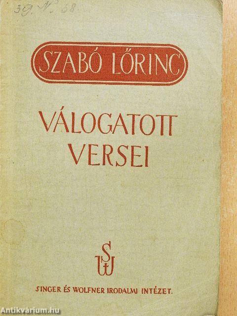 Szabó Lőrinc válogatott versei