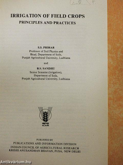 Irrigation of Field Crops