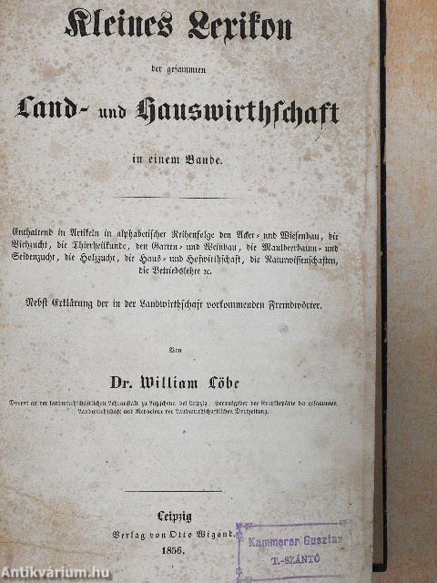 Kleines Lexikon der gesammten Land- und Hauswirthschaft (gótbetűs)