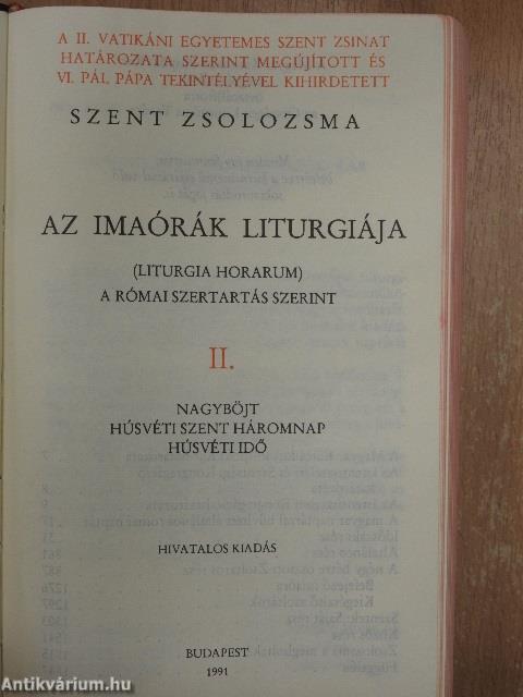 Az imaórák liturgiája II.