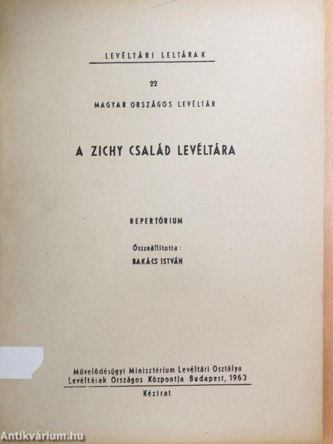 A Zichy család levéltára