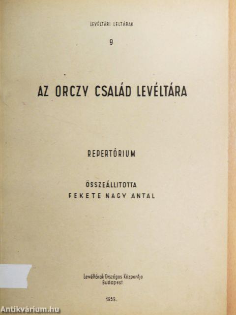 Az Orczy család levéltára