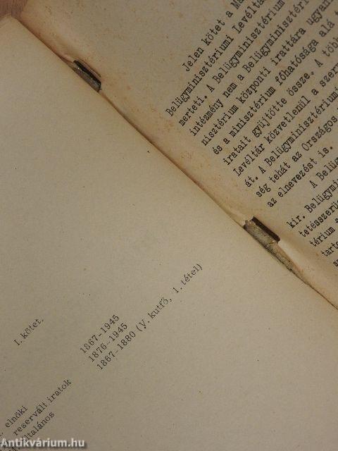 A Belügyminisztériumi Levéltár I.