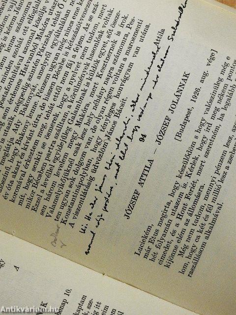 József Attila válogatott levelezése