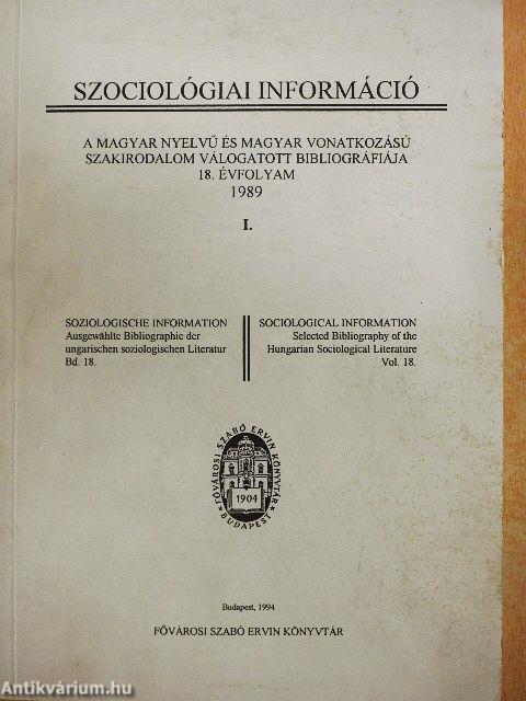 Szociológiai információ 1989. I-II.
