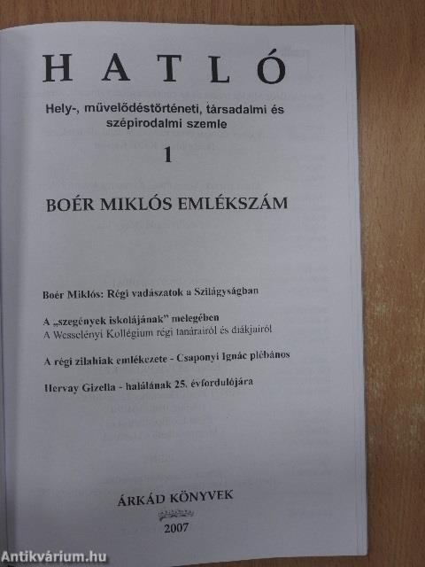 Hatló 1. - Boér Miklós emlékszám