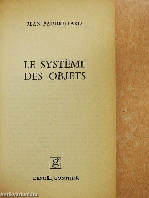 Le systéme des objets