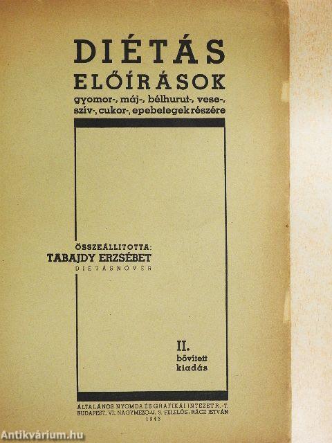 Diétás előírások