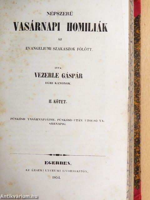 Népszerü vasárnapi homiliák az evangeliumi szakaszok fölött I-III.