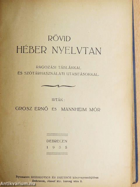 Héber-magyar szótár/Rövid héber nyelvtan
