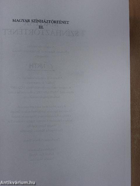 Magyar színháztörténet III.