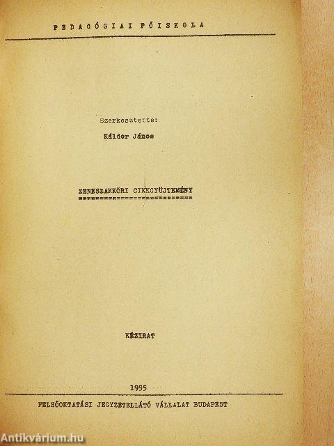 Zeneszakköri cikkgyüjtemény