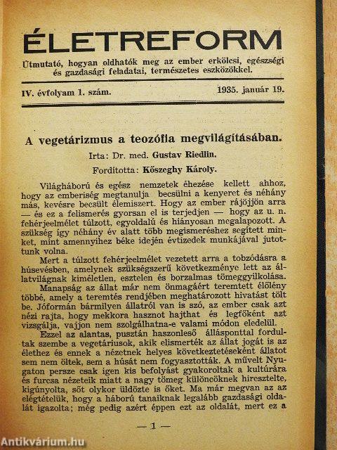Életreform 1935. január 19.-december 18.