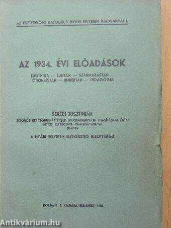 Az 1934. évi előadások