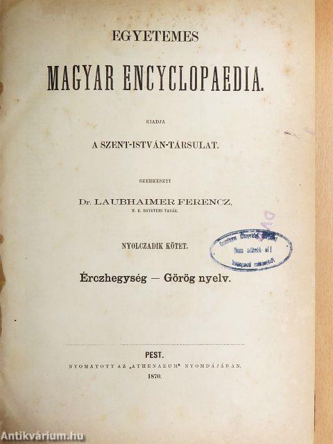 Egyetemes magyar encyclopaedia 8-9. (töredék)