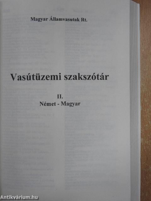 Vasútüzemi szakszótár I-II. Magyar-német/Német-magyar