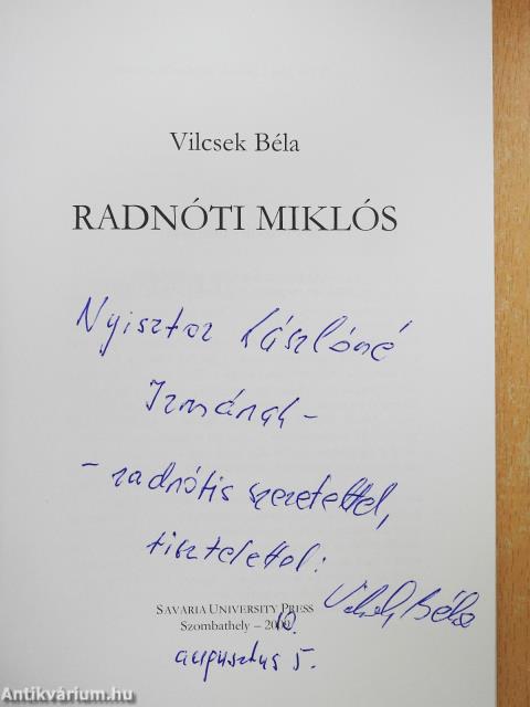 Radnóti Miklós (dedikált példány)