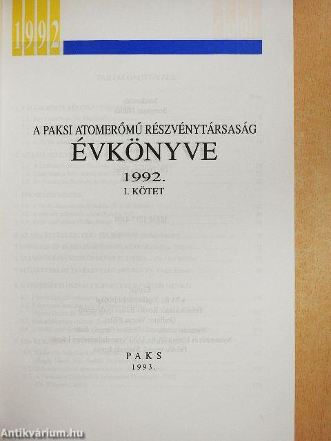 A Paksi Atomerőmű Részvénytársaság évkönyve 1992/I.