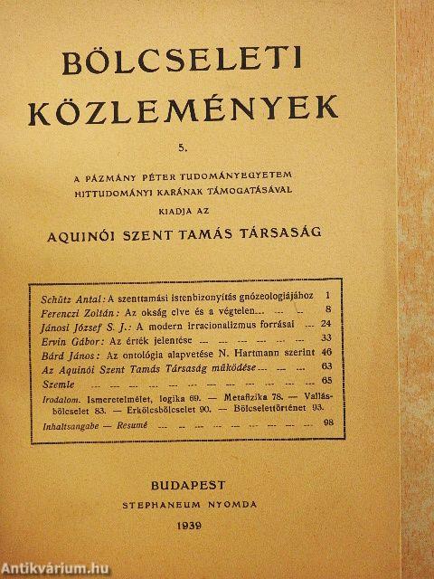 Bölcseleti Közlemények 5.