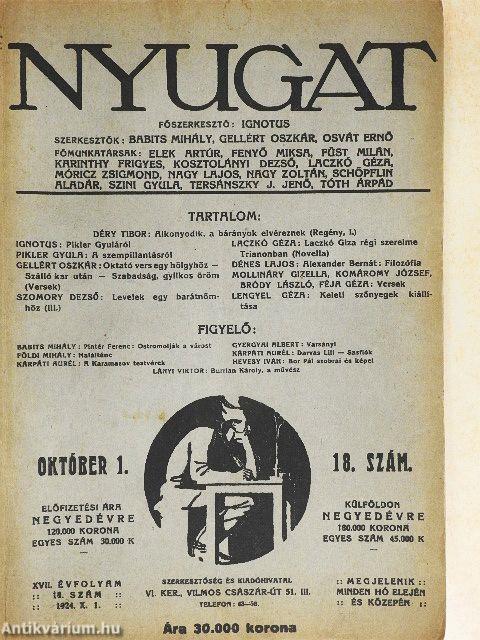 Nyugat 1924. október 1.