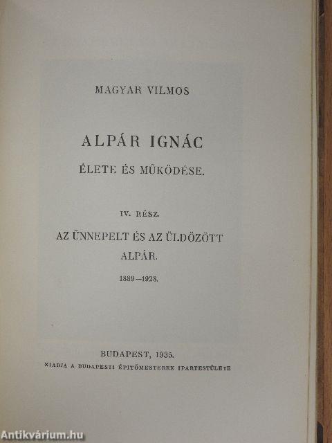 Alpár Ignác élete és működése III-IV.