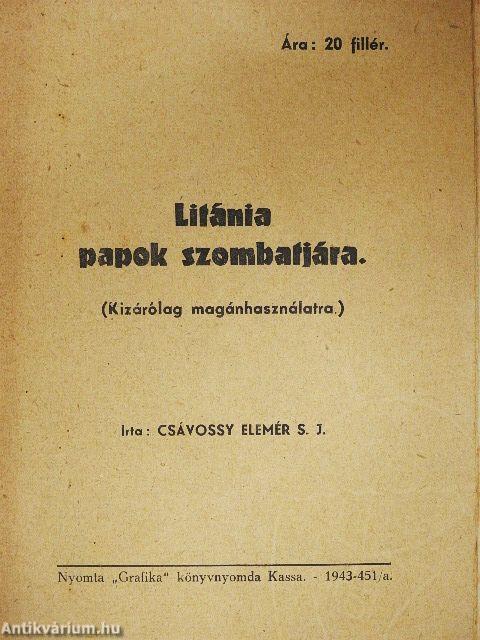 Litánia papok szombatjára