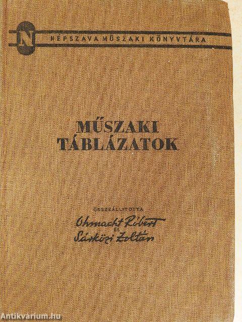 Műszaki táblázatok