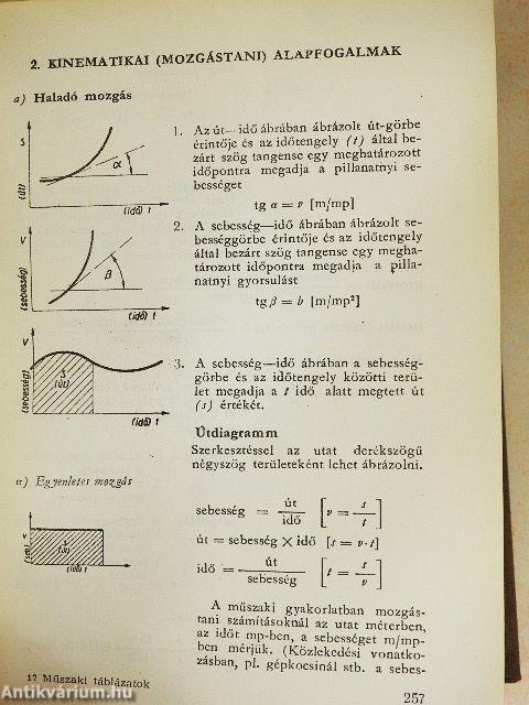 Műszaki táblázatok