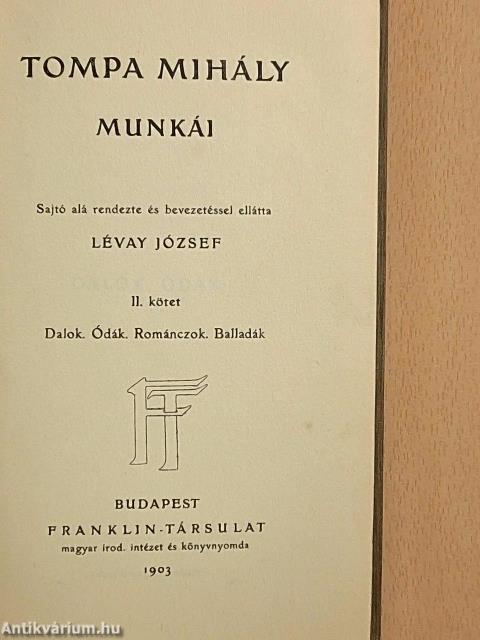 Tompa Mihály munkái II.