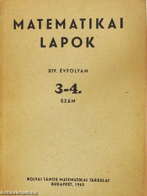 Matematikai lapok 1963/3-4.