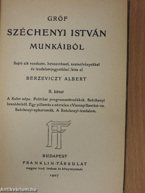Gróf Széchenyi István munkáiból II.