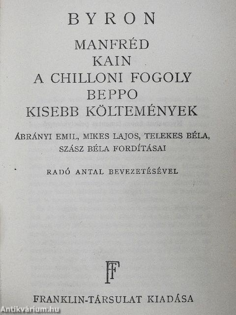Manfréd/Kain/A chilloni fogoly/Beppo és kisebb költemények