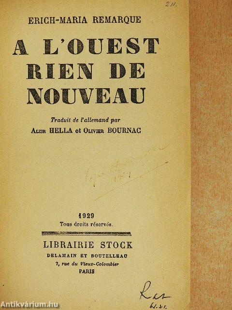 A L'Ouest rien de nouveau