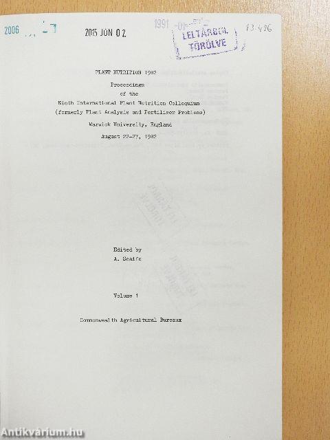 Plant Nutrition 1982 1-2.