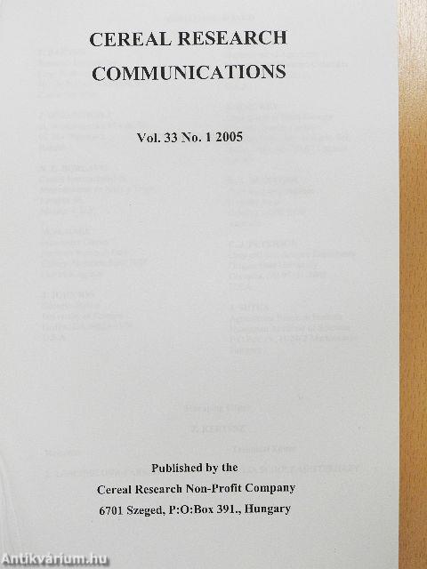Cereal Research Communications 2005/1.