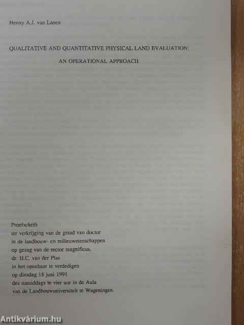 Qualitative and Quantitative Physical Land Evaluation: An Operational Approach