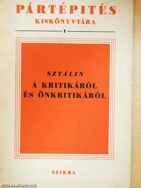 A kritikáról és önkritikáról