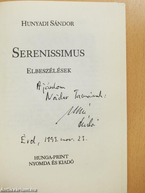 Serenissimus (dedikált példány)