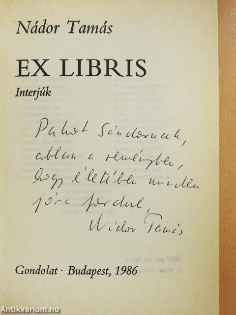 Ex libris (dedikált példány)