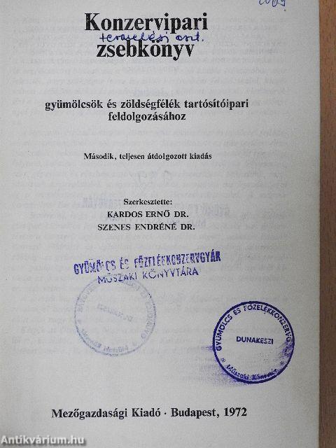Konzervipari Zsebkönyv
