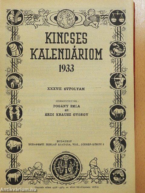 Kincses Kalendáriom 1933