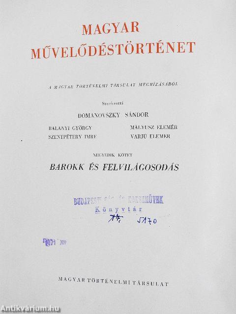 Magyar művelődéstörténet 4.