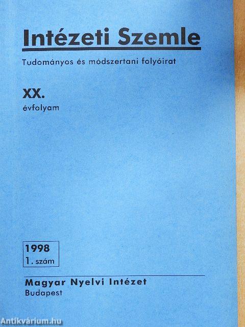 Intézeti Szemle 1998/1.