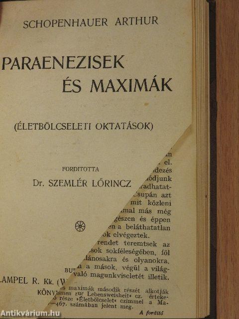 Életbölcselet/Paraenezisek és maximák