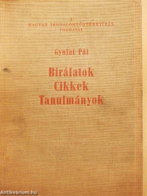 Bírálatok - Cikkek - Tanulmányok