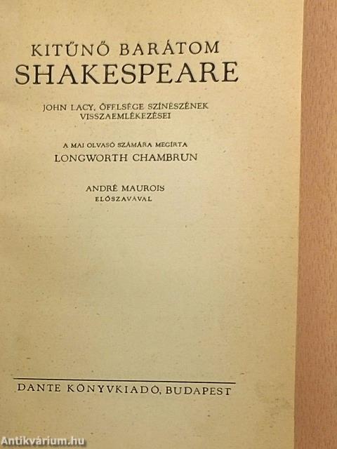 Kitűnő barátom Shakespeare
